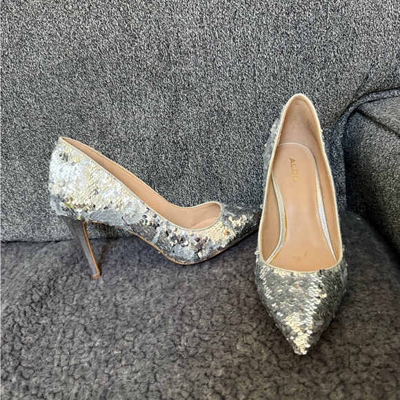ALDO Stessy Silver Sequin Women's Shoes - Picture 2 of 4